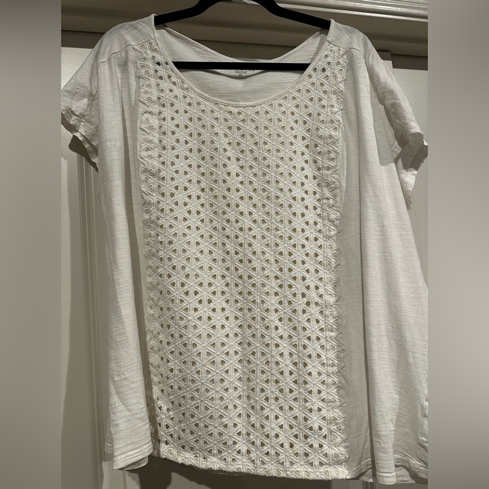 Coldwater Creek White eyelet detail Women's Top